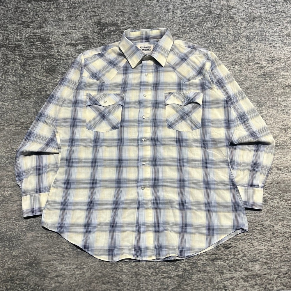 Vintage Levi's Pearl Snap Shirt Mens Large Plaid Button Down Long Sleeve Western